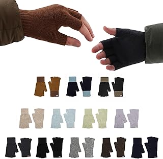 Guantes de punto elástico de color liso con de para otoño e invierno, para exteriores, sin dedos, para escribir con pantalla táctil, para enviar mensajes de texto, informales, mitones