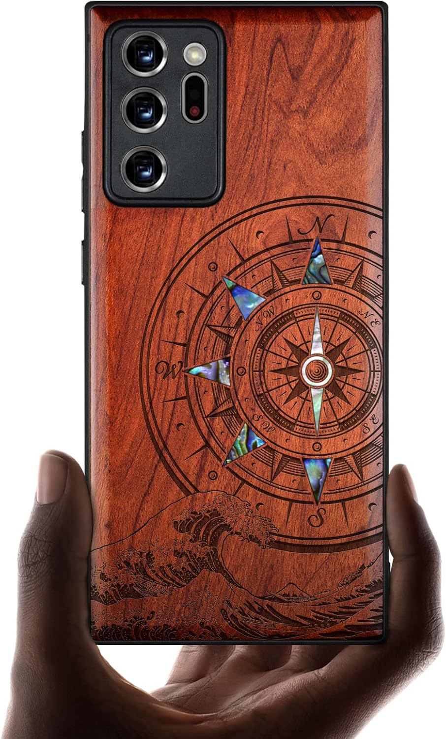 Carveit Designer Wooden Case for Samsung Galaxy Note20 Ultra Case Cover [Wood Engraving & Shell Inlay] Compatible with Wireless Chargers Galaxy Note20 Ultra (Grim Reaper)