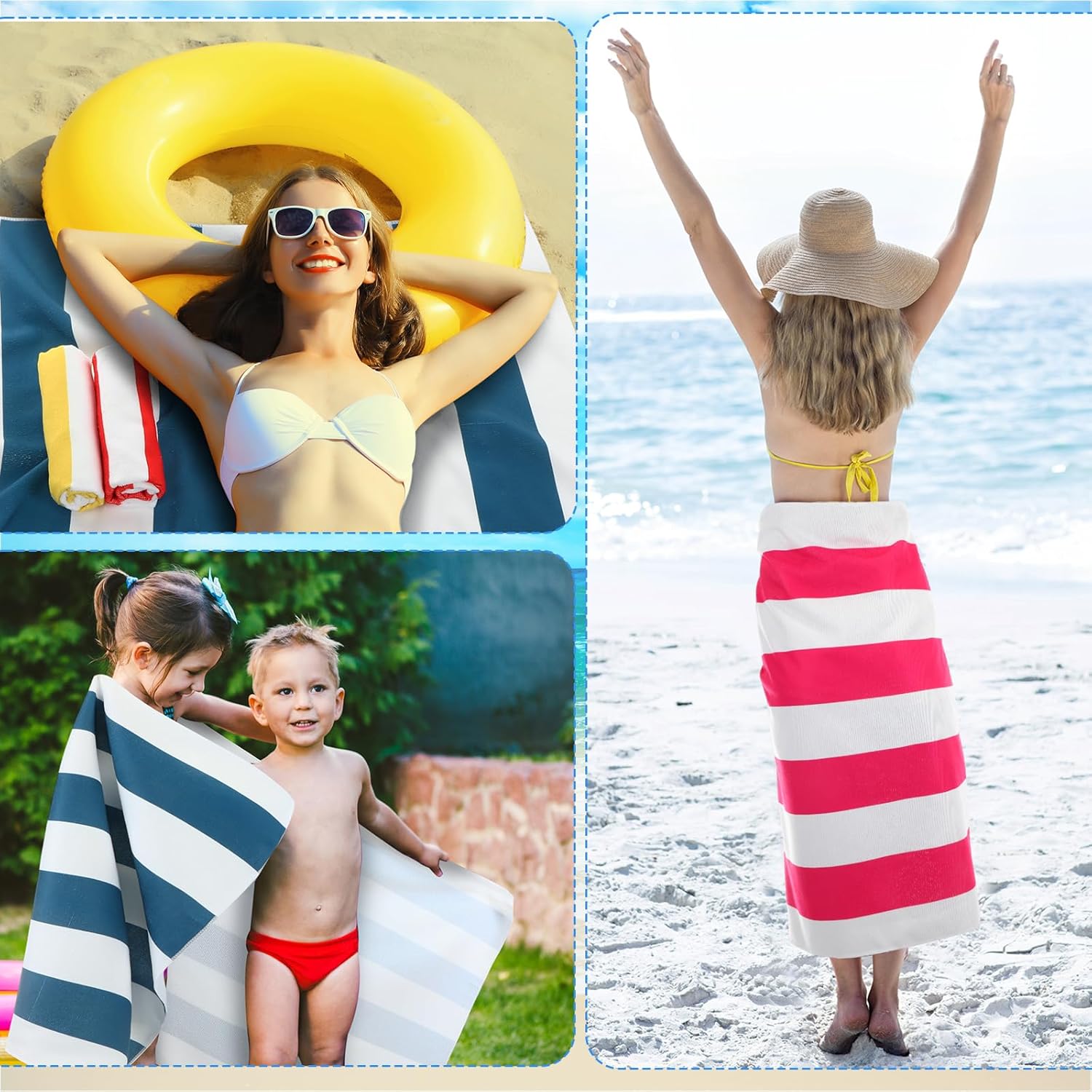 Xinnun 16 Pack Beach Towels Set Microfiber Bath Towel Set 55''x28'' Oversized and 30''x14'' Quick Dry Pool Towels Highly Absorbent Swim Blanket for Adult Women Men for Sports Gym Camping Travel