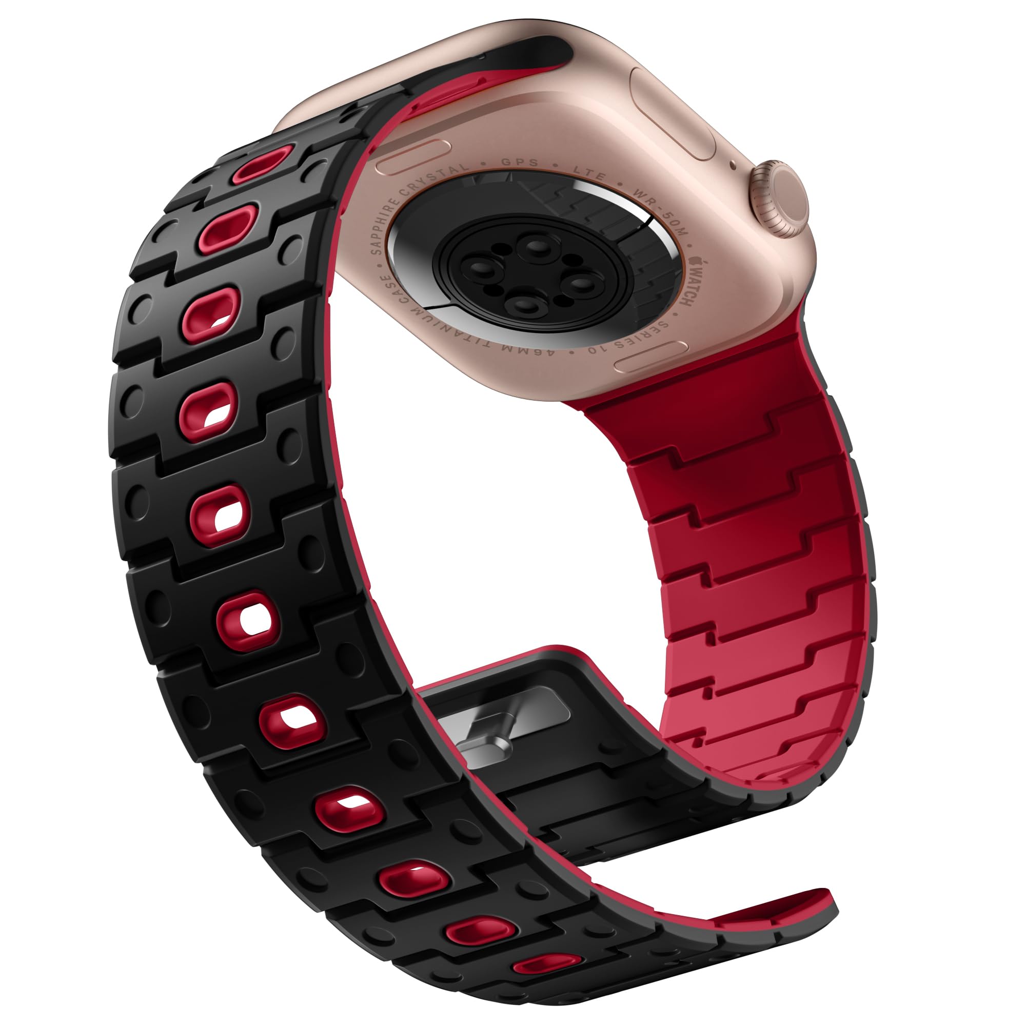 Bandletic Kompatibel mit Apple Watch Ultra 3/2/1 Armband - 49mm 46mm 45mm 44mm 42mm für iWatch Armband SE Ultra Series 11 10 9 8 7 6 5 4 3 2 1 Silikon Sport Magnetbänder Band für Herren Damen