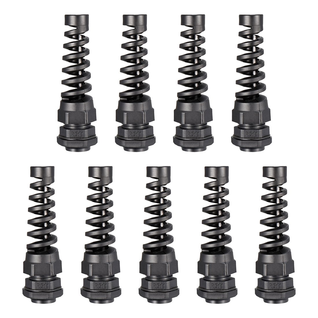 uxcell 25Pcs PG7 PG9 PG11 PG13.5 PG16 Cable Gland Black Waterproof Plastic Joint with Strain Relief