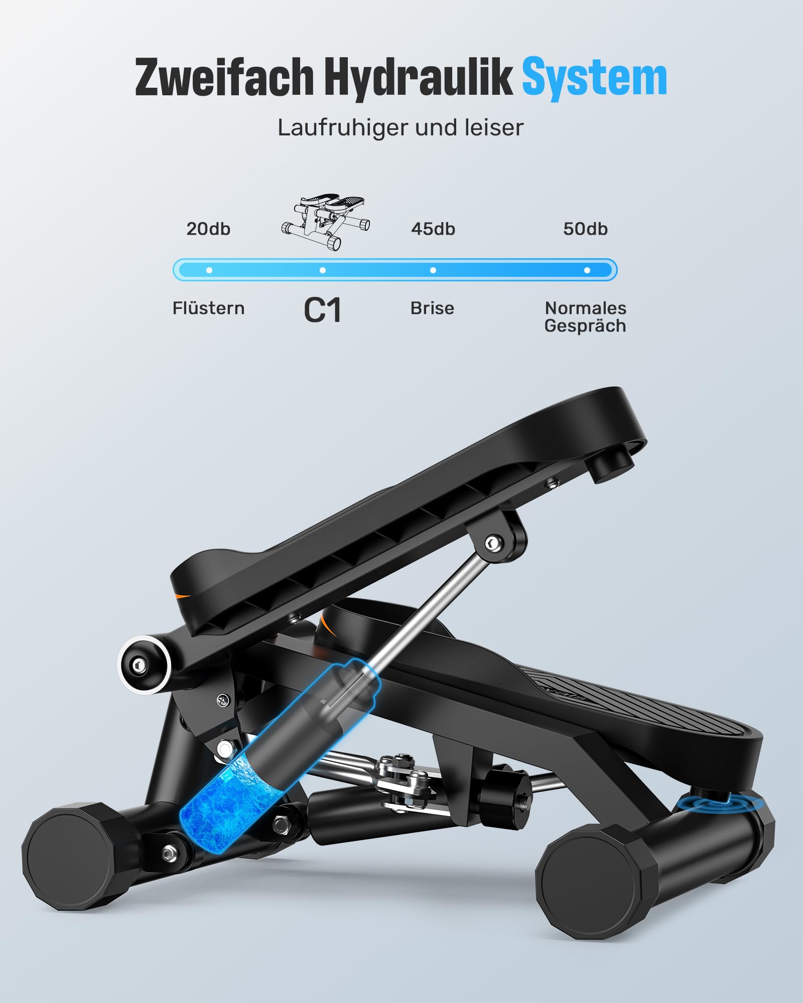 Sportsroyals Exercise Stair Stepper für Zuhause Testsieger– Up-Down Swing Stepper mit Power Ropes for Bein/Arm/Butt Training, Home Office Fitness Exercise