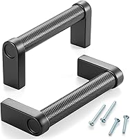 Vista 43 de Paquete de 5 tiradores de gabinete de 3–3/4 pulgadas estriado en negro y oro, manijas de gabinete mate en negro y oro cepillado AP1311, herrajes