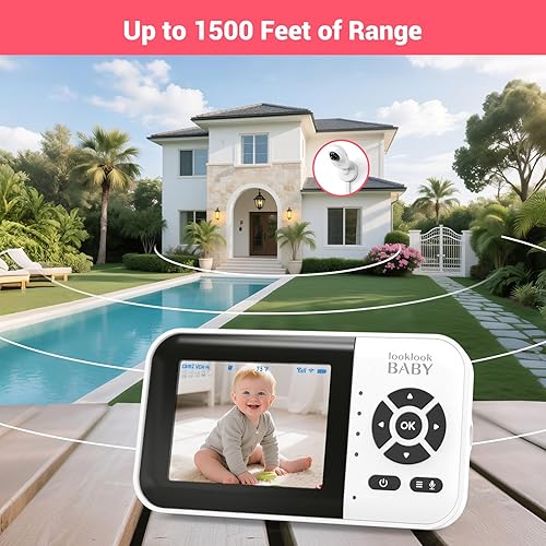 Miniatura 6 de Monitor de video para bebé con aplicación y pantalla 1080P, detección inteligente de llanto AI y detección de rostro, 8 canciones de cuna,