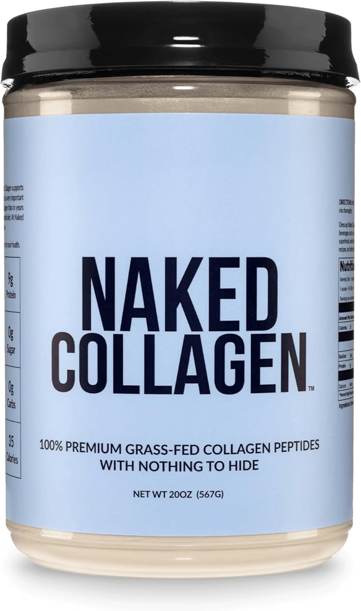 Proteína de péptidos de colágeno en polvo, 60 porciones, suplemento de colágeno hidrolizado criado en pastos, sin sabor, alimentado con pasto, certificado NSF, apto para paleo, sin OGM, cetogénico, sin gluten, 20 oz