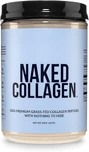 Naked Collagen Peptides Protein Powder, 60 Servings, Pasture-Raised, Unflavored, Grass-Fed Hydrolyzed Collagen Supplement, NSF Certified, Paleo Friendly, Non-GMO, Keto, Gluten-Free, 20oz