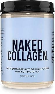 NAKED Collagen Peptides Protein Powder, 60 Servings, Pasture-Raised, Unflavored Grass-Fed Hydrolyzed Collagen Supplement, NSF Certified, Paleo Friendly, Non-GMO, Keto, Gluten Free, 20oz