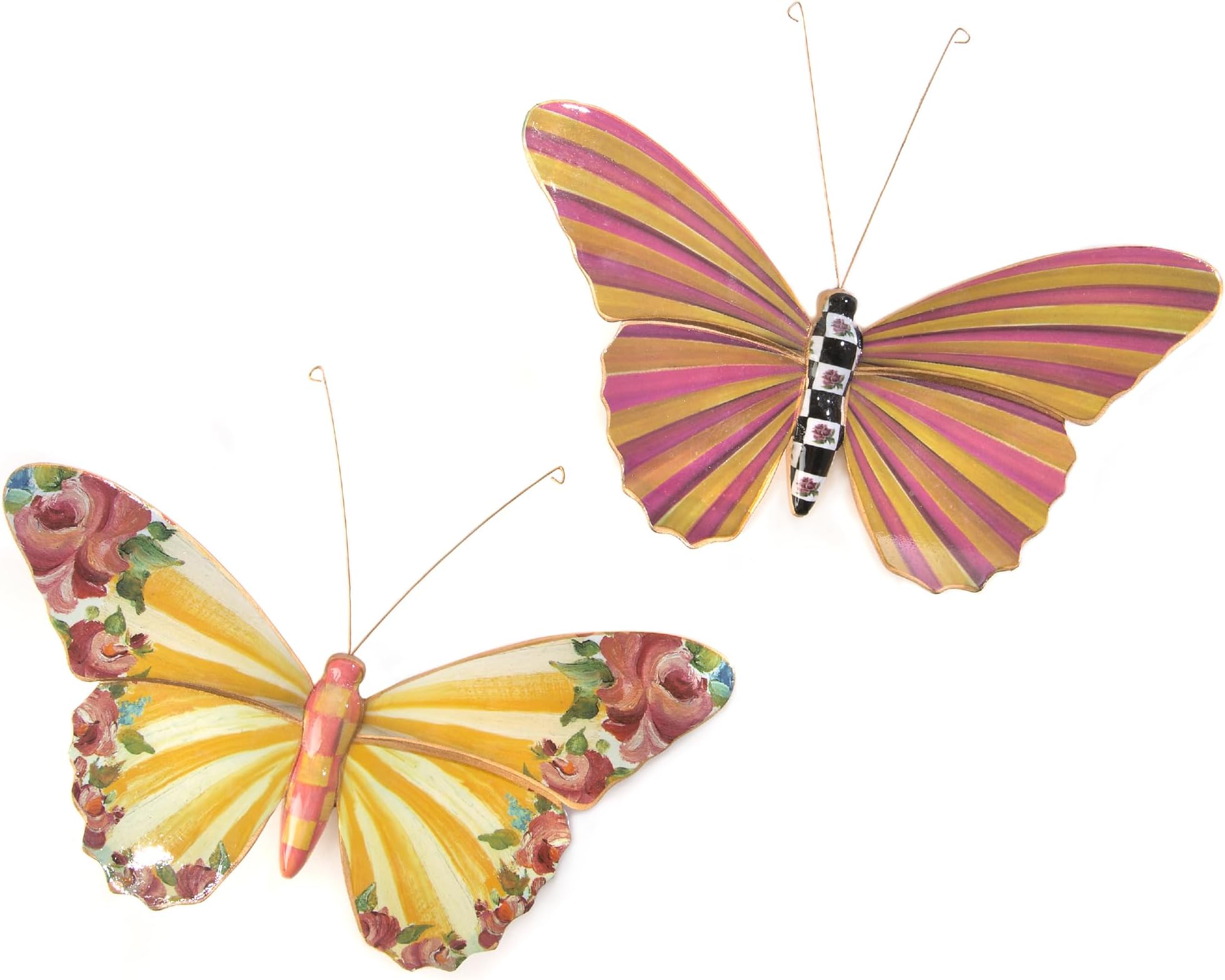 Garden Butterflies Duo, Hanging Butterfly Wall Decor, Set of 2