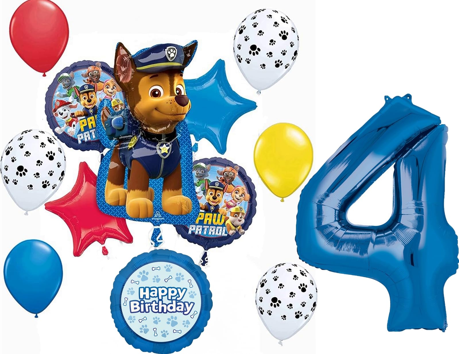 Anagram Paw Pups on Patrol 4th Birthday Party Supplies Chase 13pc Balloon Bouquet Decorations