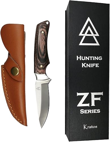 Miniatura 6 de Skinning EDC Cuchillo de caza de campo KRATOS ZFS2 hoja fija de espiga completa de 7.5 pulgadas, acero inoxidable, funda de cuero incluida