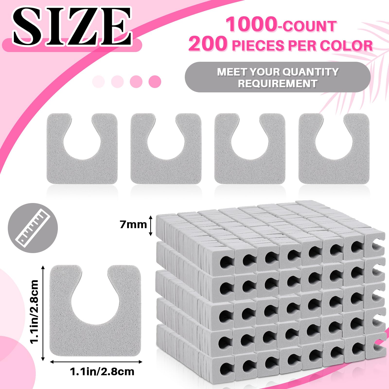 Mumufy 1000 separatori individuali per dita dei piedi, in morbida schiuma, comodi divisori per dita dei piedi, per donne, uomini, ragazze, manicure, smalti, arte, pittura, spa (grigio)