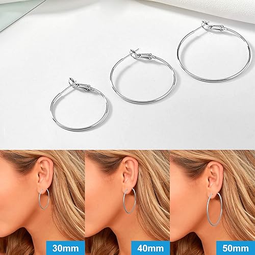 Miniatura 3 de 60 aretes de aro con cuentas, hipoalergénicos, aretes de aro con cuentas de círculo abierto para hacer joyas, manualidades, creación de arte, regalo