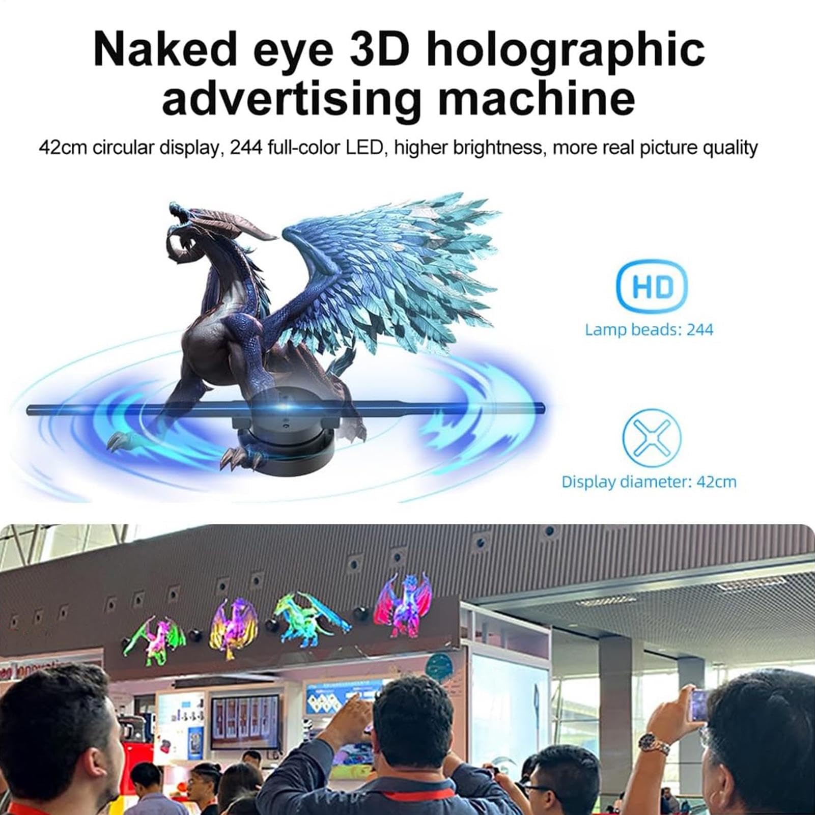 Proyector De Hologramas | Proyector De Ventilador LED con Holograma | Proyector Navideño con Mando A Distancia | Pantalla Publicitaria LED para Árbol De Navidad Halloween
