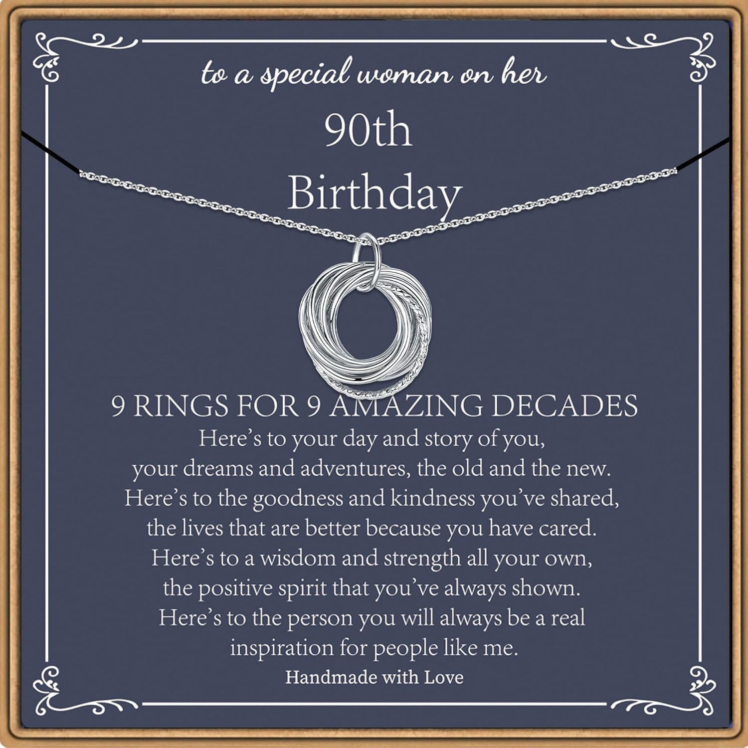 Birthday Gifts for Women, Sterling Silver Chain Circles Necklace 30th 40th 50th 60th 70th 80th 90th Birthday Necklace for Her Woman 30 40 50 60 70 80 90 Years Old Birthday Gifts for Women