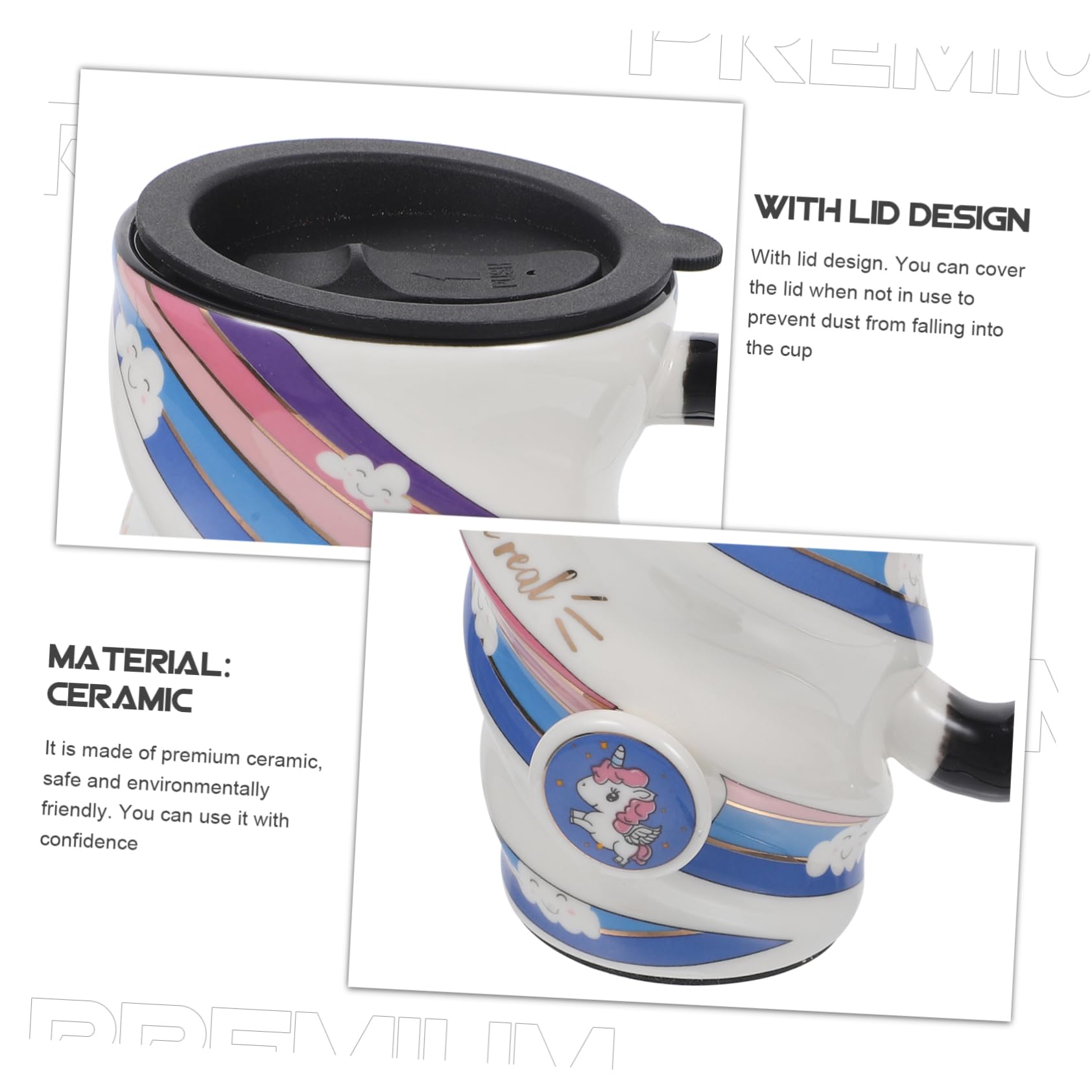 Alipis Tazza da Caffè con Coperchio Divertente Design in Ceramica per Ragazzi E Ragazze Tazza da Tè Riutilizzabile Stili multipli