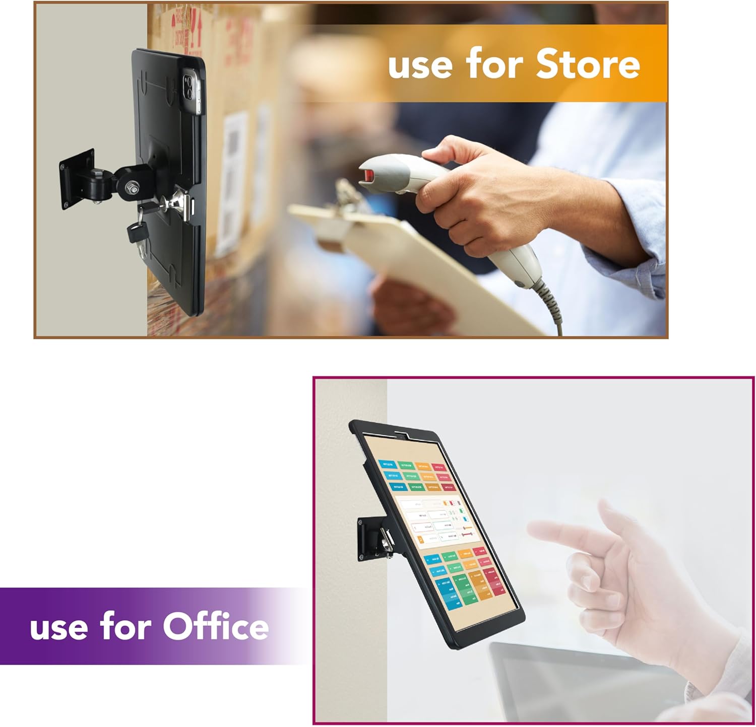 WeSTRUGGLEOn Wall Mount Bracket for 12.9" iPad Pro (6,5,4,3th,Gen.),Excluding 12.9" iPad Pro (1,2th,Gen.),with Anti Theft Security Lock &Key, Rotate Design Arbitrary Adjustment,Metal,(Black)