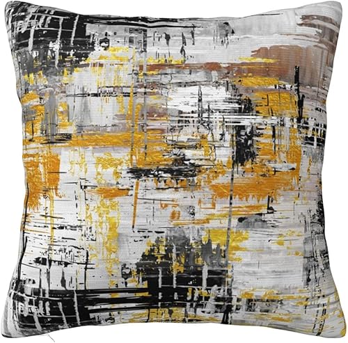 Fundas de almohada de arte abstracto negro y dorado de 18 x 18 pulgadas, funda de almohada para sofá, cama, decoración del hogar