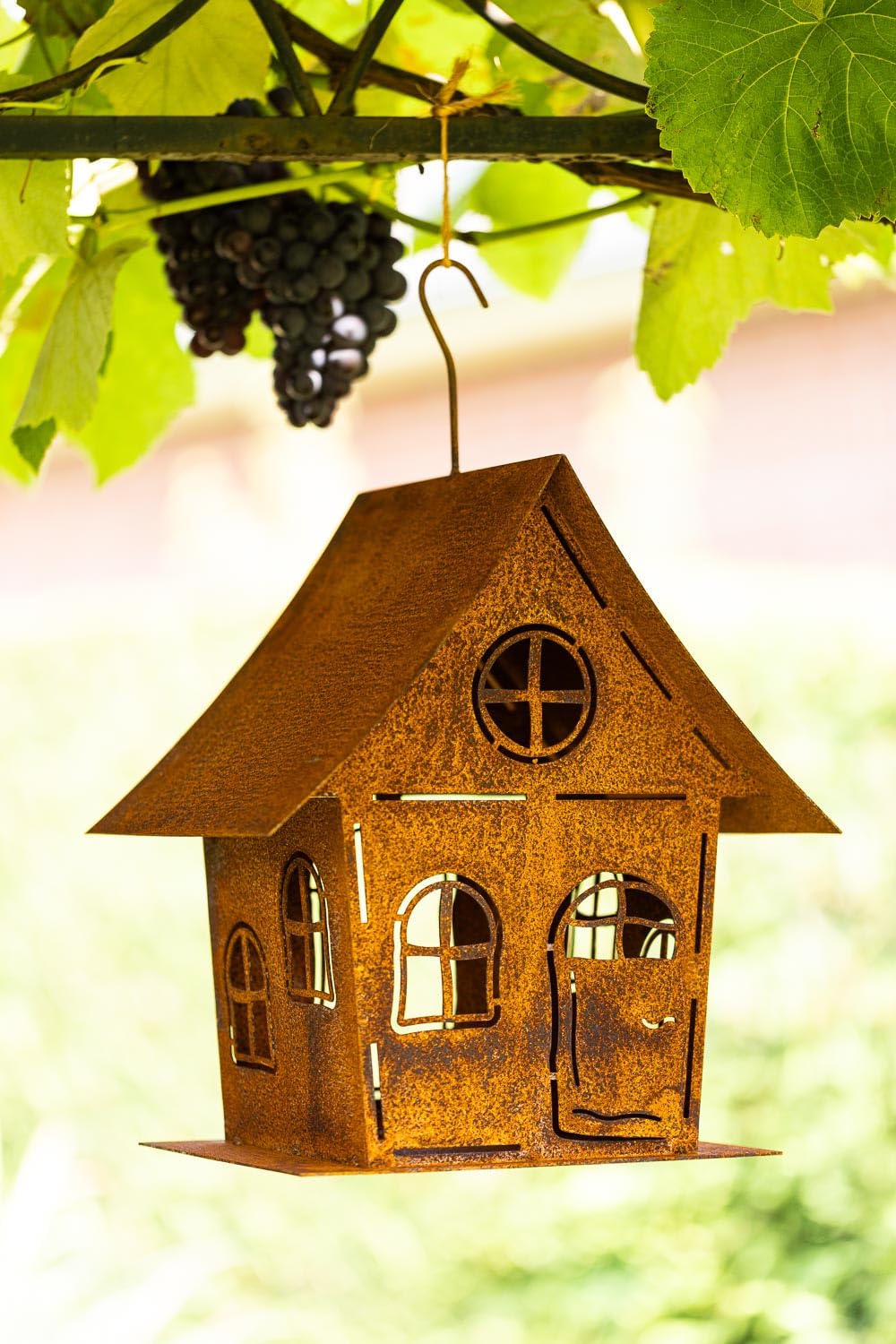Edelrost Garten Deko Windlicht Vogelhaus Hexenhaus Gartendekoration Dekorieren rostige Dekoration Landhaus Kerzenhalter Vogelfutterhaus sehr massiv