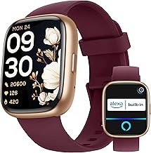 KALINCO Smart Watch Woman Man with Alexa, IP68 Sports Smartwatch Receive WhatsApp and Calls, Pedometer Monitor Stress, Sleep and Heart Rate Water Drain Women's Watch Android iOS