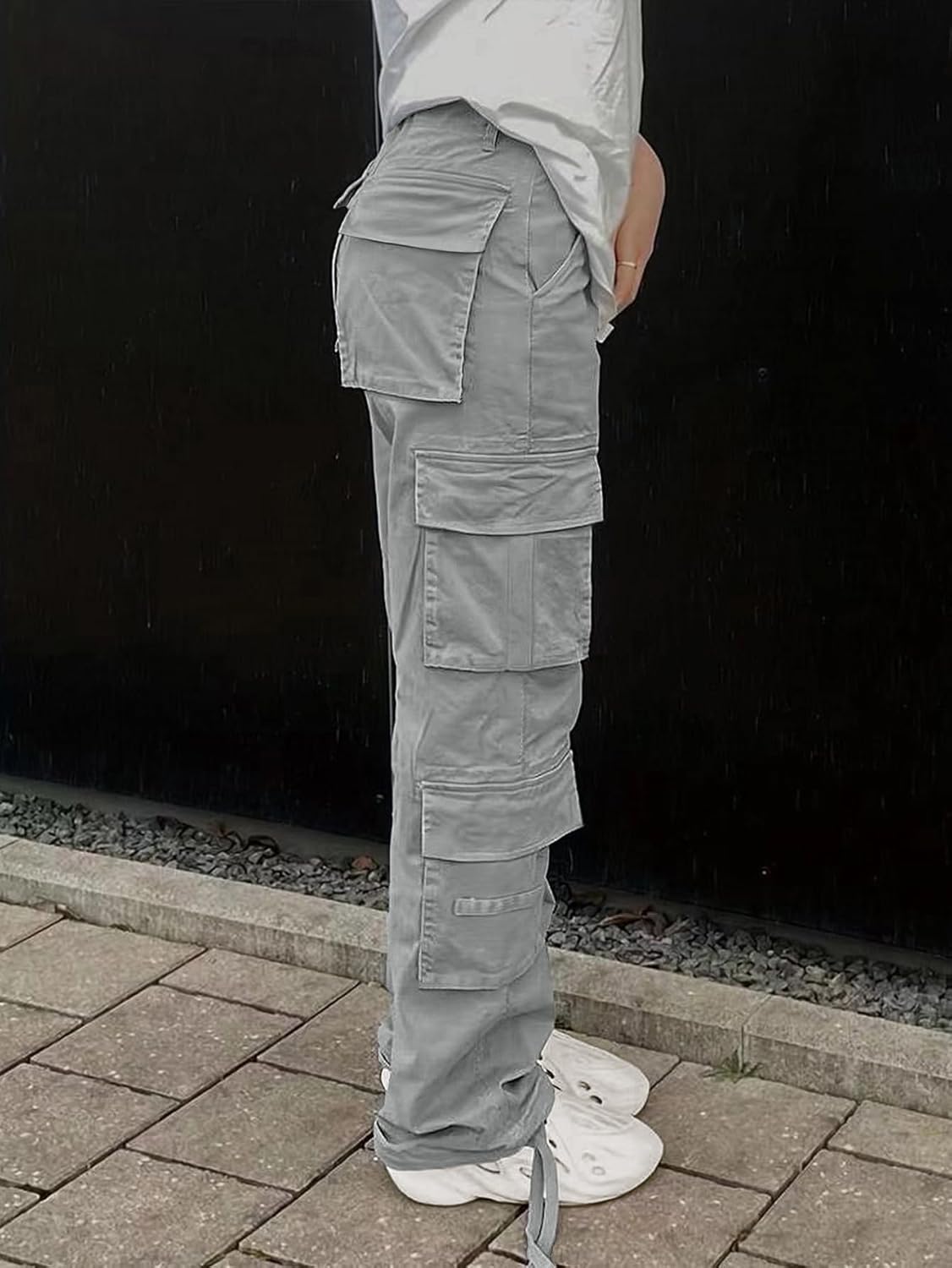 Cargo Pants for Women High Waisted Casual Pants Baggy Y2k Straight Wide Leg Pants with Pockets Streetwear - Image 3