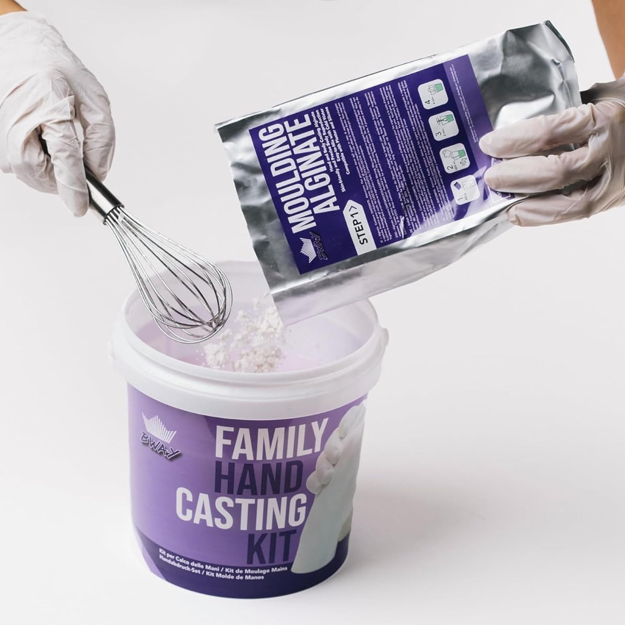 BWAY Alginato para Moldes – Ideal para Realizar Huellas de Manos de Altísima Precisión – Alginato Para Moldes De Manos de Fraguado Lento – Bolsa de 450g