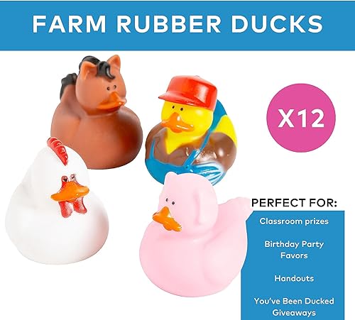 Miniatura 2 de Patos de goma de granja, patos, 12 piezas, fiestas de cumpleaños, suministros para cofres del tesoro