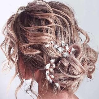 Zoestar - Horquillas para cabello de novia con flores de cristales de imitación, accesorio para el pelo de mujeres y niñas (paquete de 2) (color oro rosa)