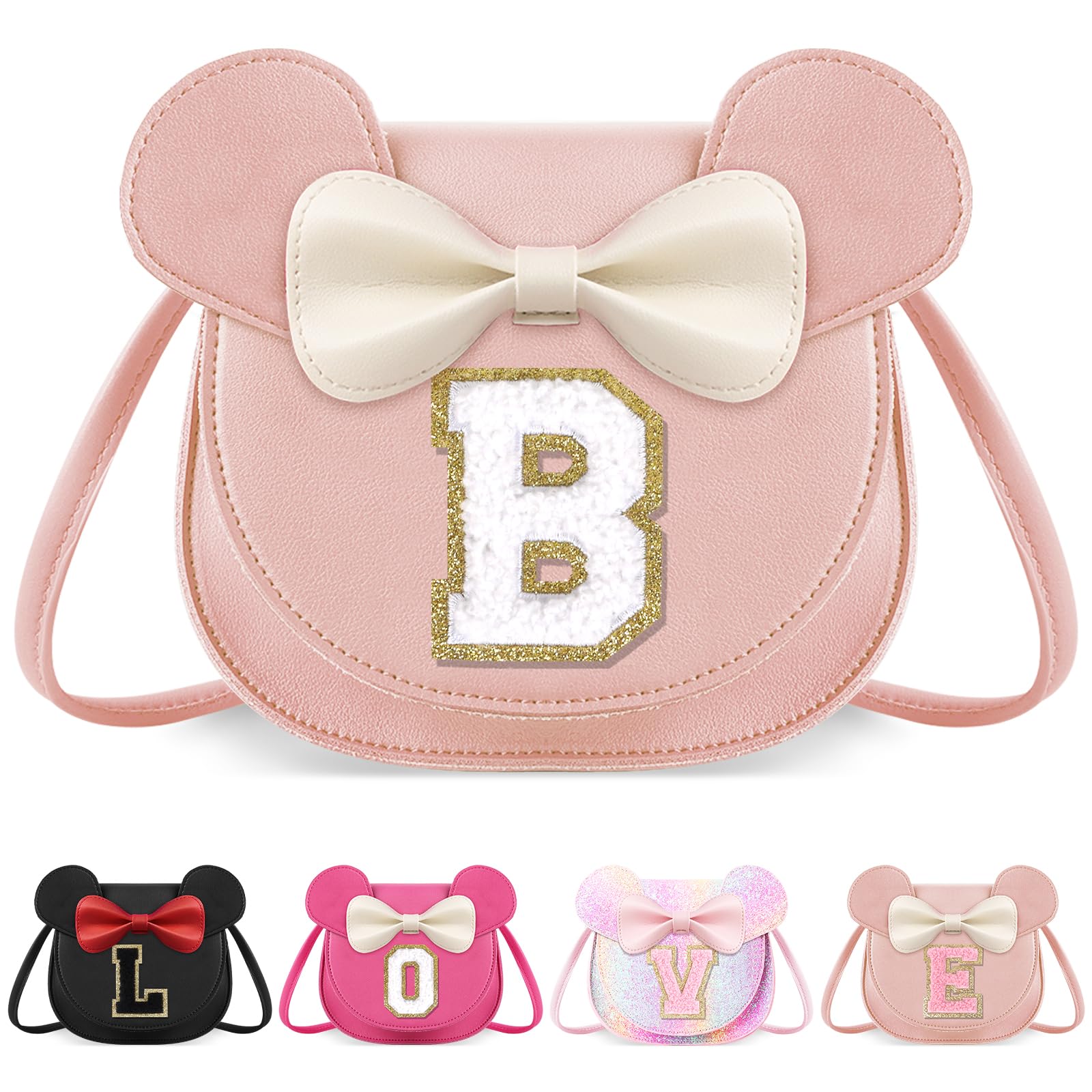 Little Girl Toddler Purse - Cute Mouse Ear Bow Crossbody Bag for 2-8 Year Olds - Birthday Gift