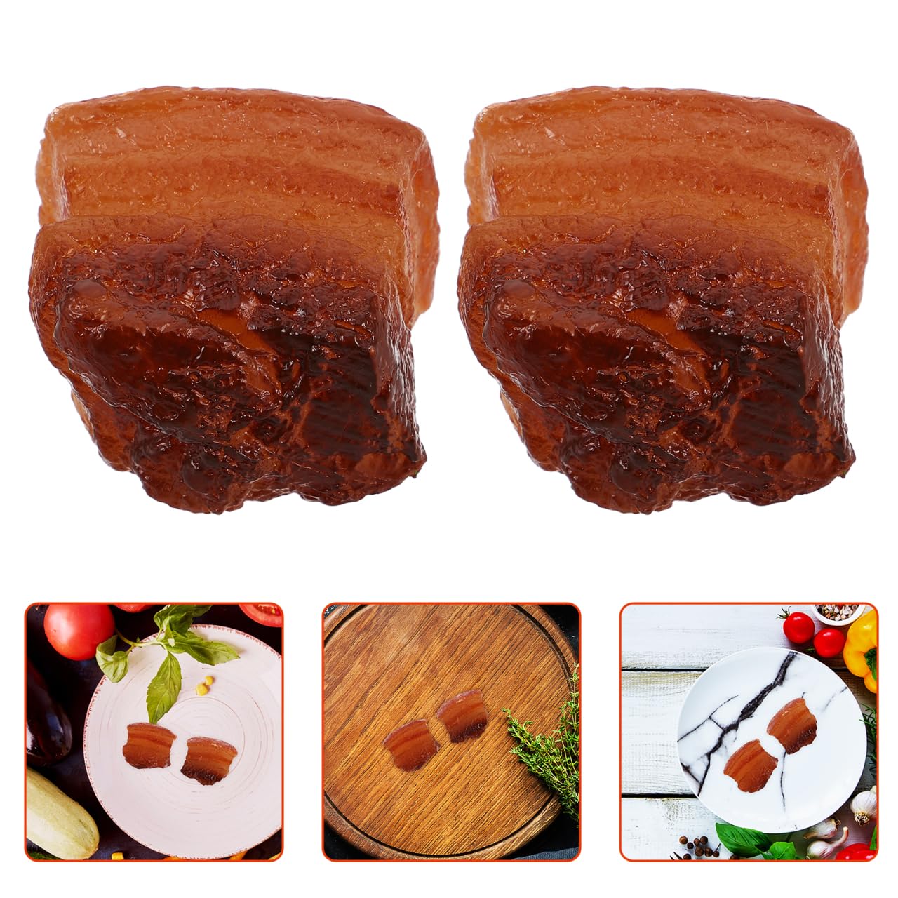 OATIPHO Handcrafted Fake Meat, Simulation Pork Model, 2pcs Artificial Meat Models Photo Props Food for Home Kitchen Desk Shops Party Cabinet Display