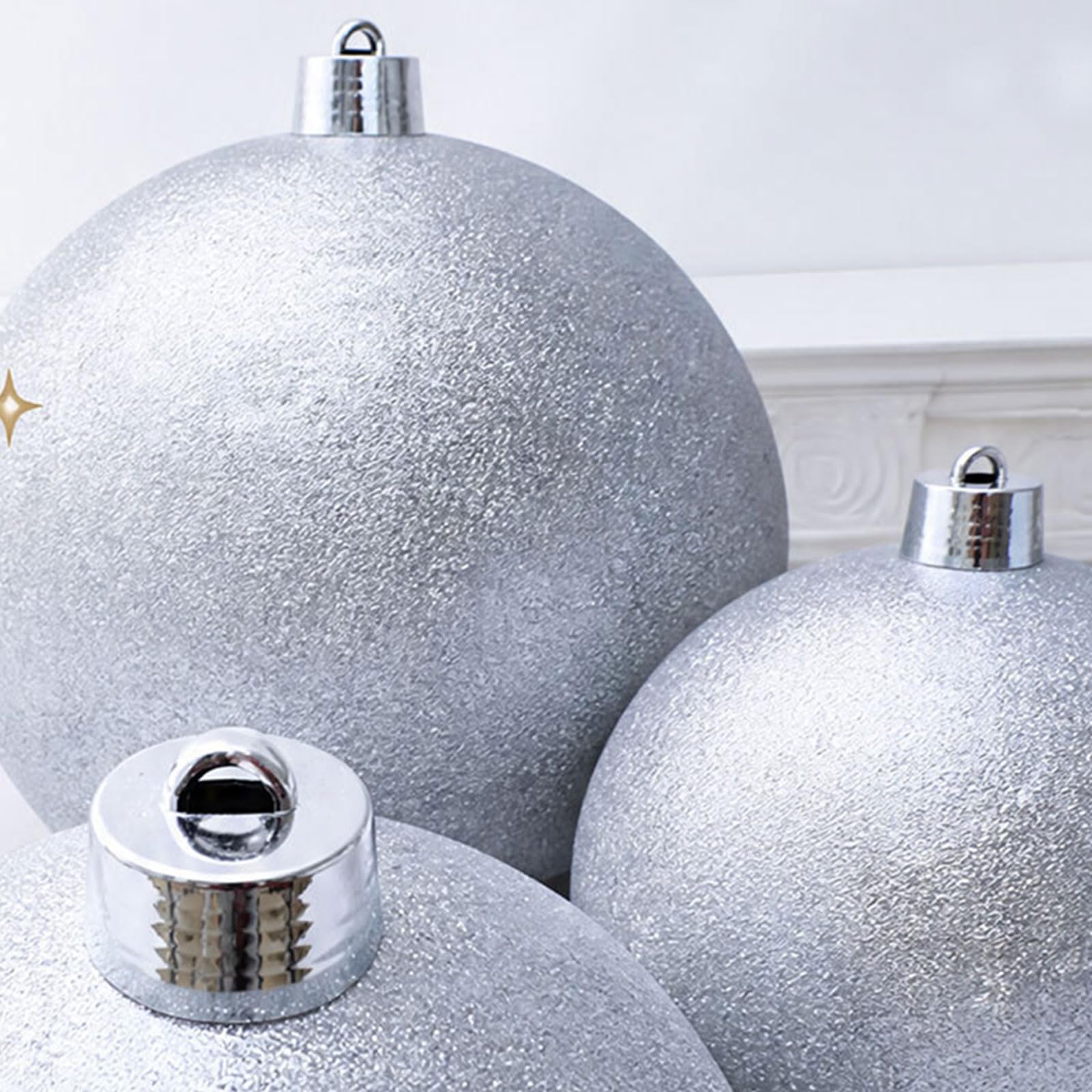 Générique Boules de Noël à Suspendre en Argent Scintillant 25, 30, 40 cm pour décoration d ' Arbre, plastomère Scintillant, Installation Simple Fine et permanente pour Les fêtes de Fin d ' année
