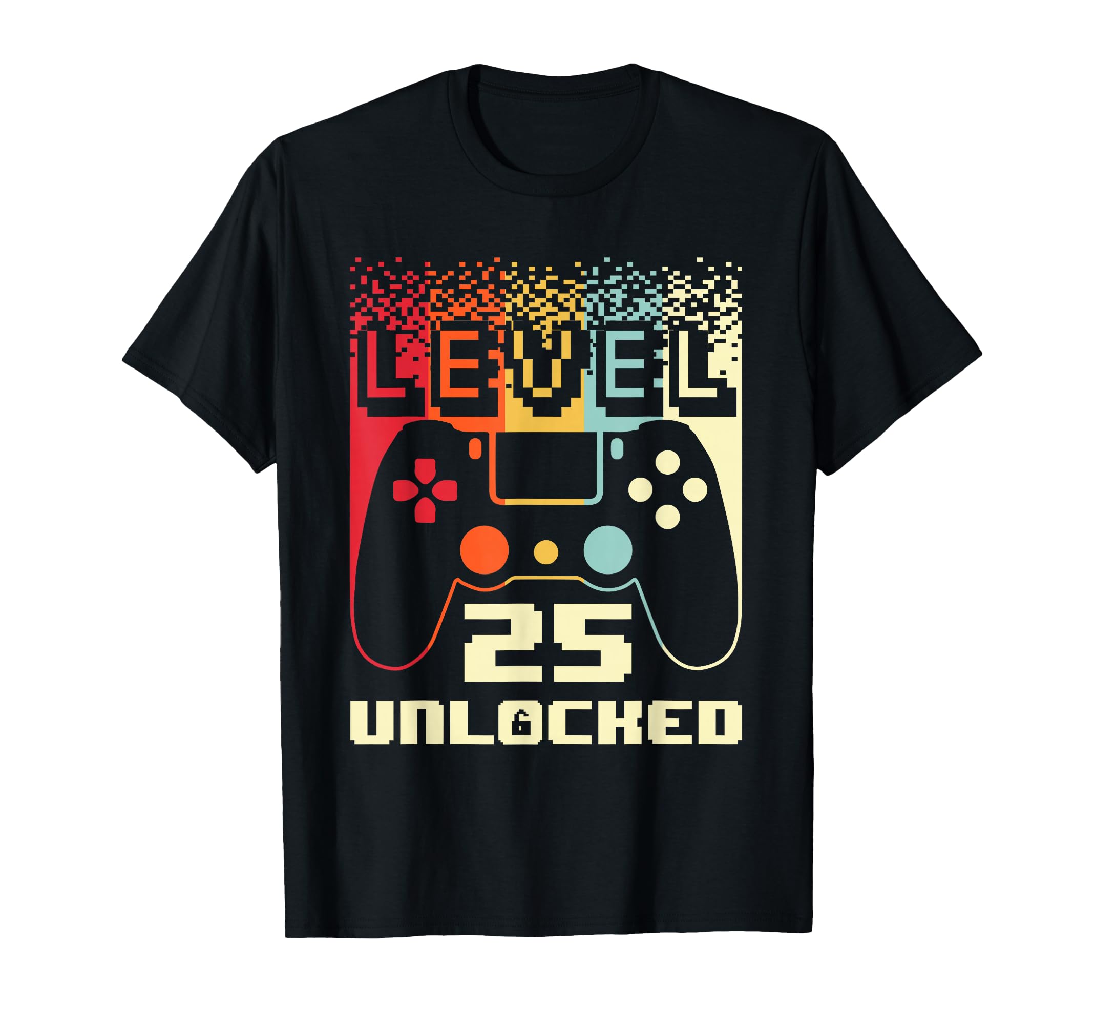 25th Birthday For Men Level 25 Unlocked Gamer 25 Year Old T-Shirt