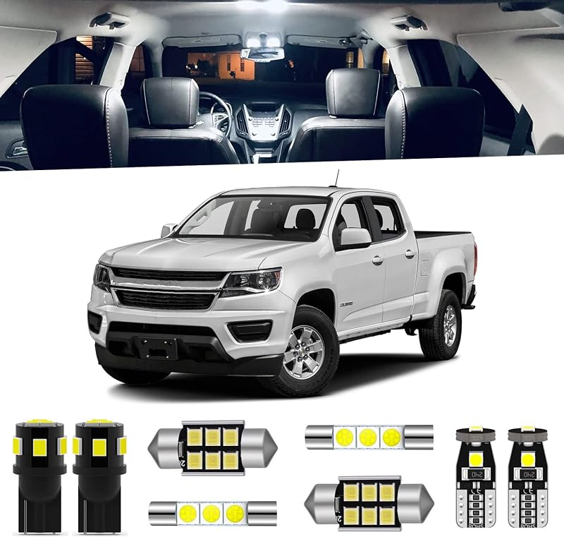 Kit de iluminação LED interna branca ENDPAGE para Chevrolet Colorado e GMC Canyon 2015–2021 – 13 peças