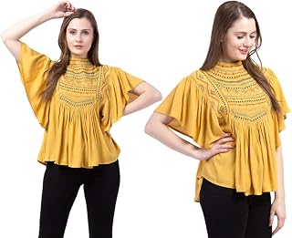 Shoppy Assist Embroidered Kaftan | 100% Rayon | Jeans, Trousers, Leggings, Cargo Tops for Women | Ruffled Sleeves | Trendy... Price In India