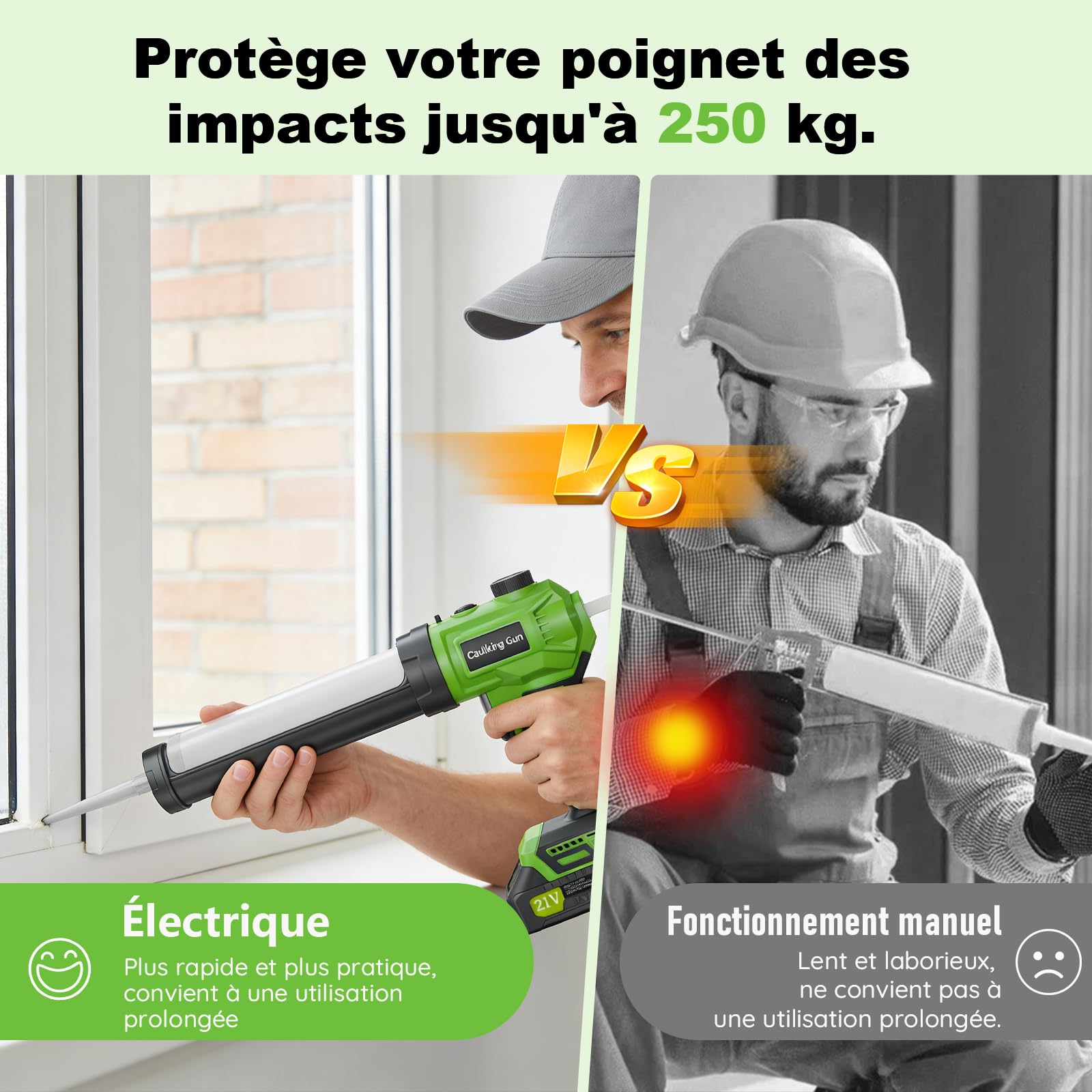 Pistolet à Silicone Electrique pour Makita, Pistolet à cartouche electrique 2 x 2000mAh, pistolet silicone avec LED, vitesse variable en continu, Idéal pour Calfeutrer, Remplir, Scellage