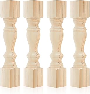4 Pcs Farmhouse Table Legs, 29" x5'' Pine Dining Table Legs for Furniture Unfinished Wooden Furniture Dining Cottage Bench Coffee for DIY (Square)