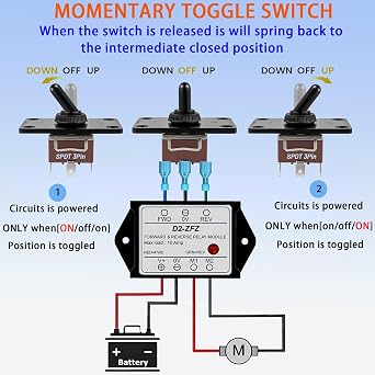 Groovely 12V DC Relay Module,Forward and Reverse Relay Module | with Waterproof DPDT Throw switch,Can be Installed on the Panel Vertically or Horizontally,Suitable for Trucksl-D2