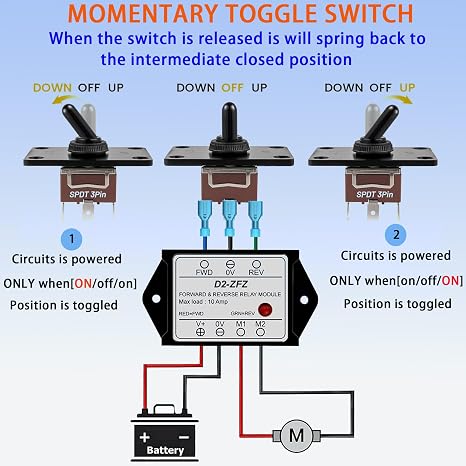 Groovely 12V DC Relay Module,Forward and Reverse Relay Module | with Waterproof DPDT Throw switch,Can be Installed on the Panel Vertically or Horizontally,Suitable for Trucksl-D2