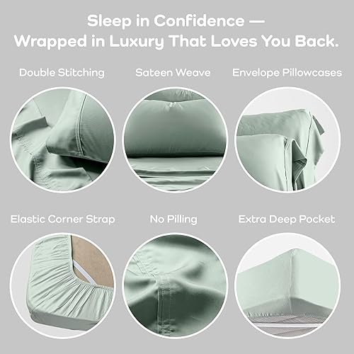 Miniatura 4 de Olive + Crate - Juego de sábanas y fundas de almohada frescas de eucalipto, tamaño California King, 100% fibra Tencel certificada de Austria, ropa