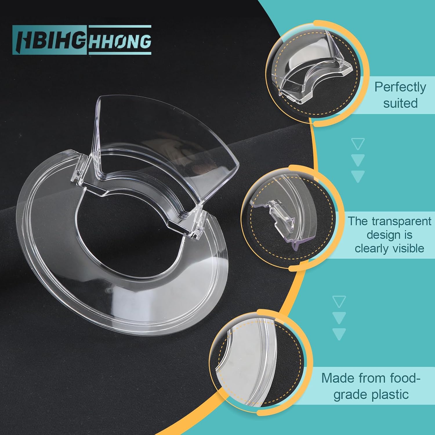 3.5QT Pouring Shield for KitchenAid Mixer Tilt-Head Stand Mixer 3.5 Quart Splash Guard with Removable Pouring Chute Mixer Accessories Scompatible Teel/Glass/Ceramic Bowls