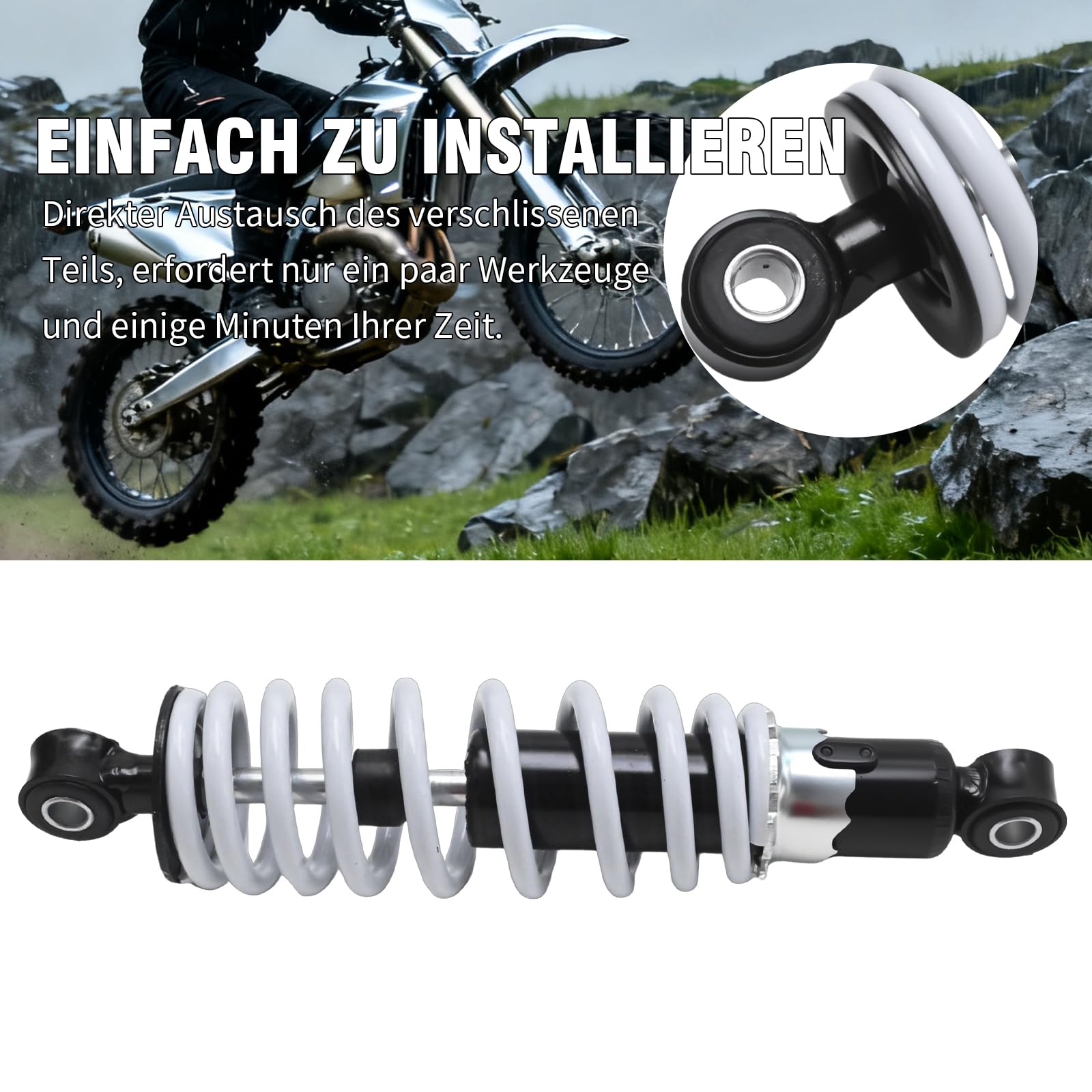 2 Stück Einstellbare Motorrad-Stoßdämpfer, 250 mm, 1200 lb, 10 mm Bohrung, geeignet für 50CC, 70CC, 90CC und 110CC Geländemotorräder und Quads