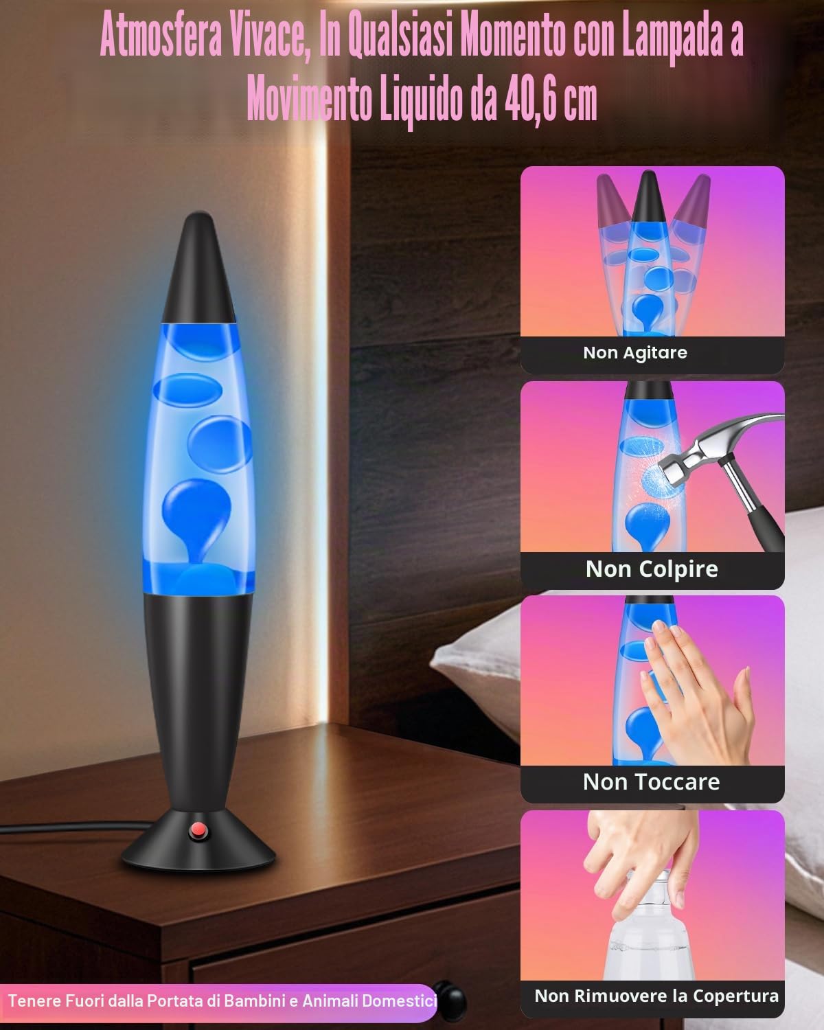 Lampada Magma 16 Pollici con 17 Colori e 4 Modalità, Telecomando RF 15m - Lampada Atmosfera con Effetto Fluido, Timer 8h per Bambini e Adulti Camera Ufficio Natale Regalo (41.7cm)