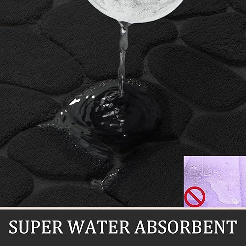 Miniatura 4 de YIHOUSE Juego de 3 tapetes de baño de espuma viscoelástica, antideslizantes, absorbentes de agua, lavables, para fregadero, inodoro y suelo