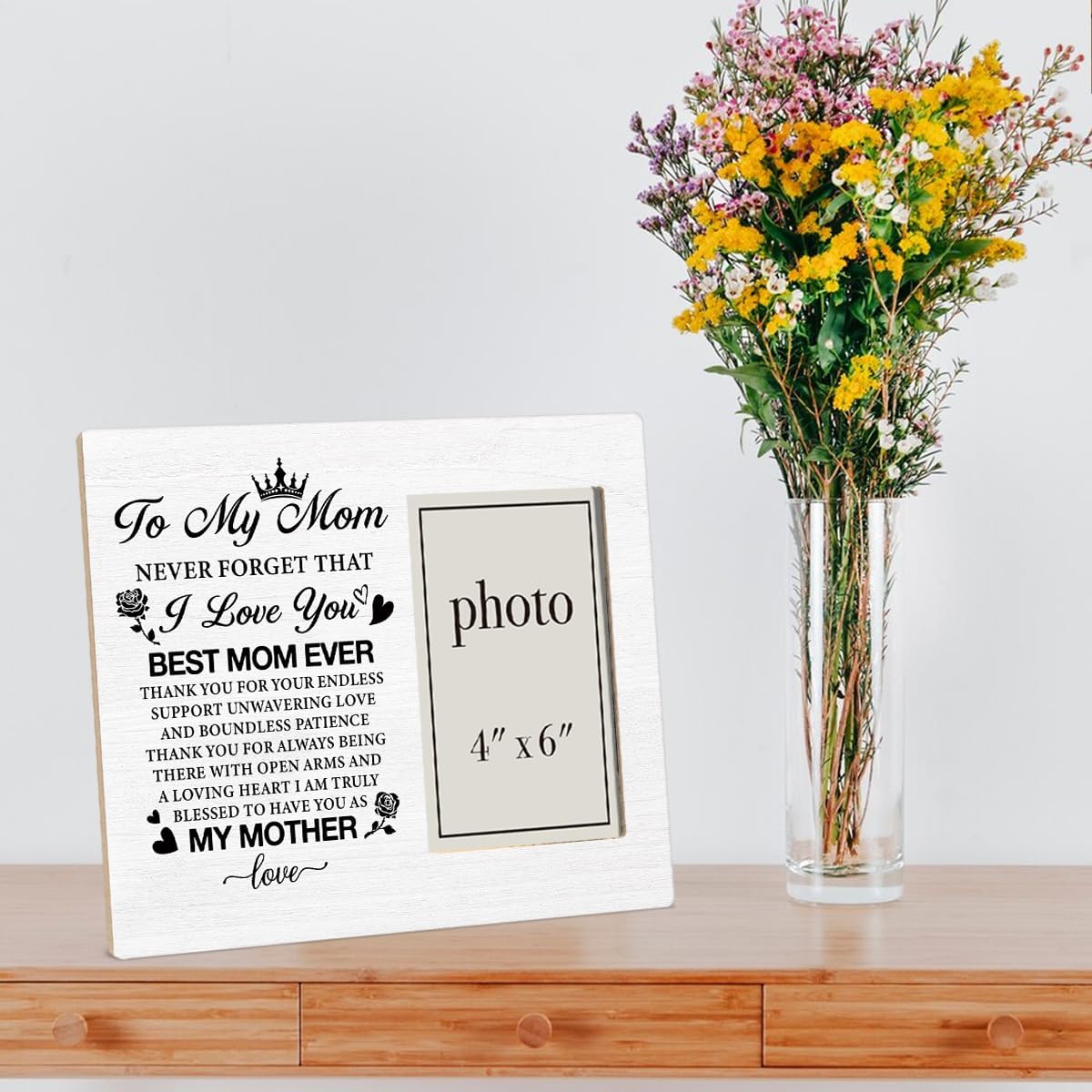 Mom Picture Frame Gifts, Gifts for Mom Birthday Unique, Mother's Day Christmas Gifts for Mom from Daughter Son, to My Mom Wood Picture Frame, 4 x 6 Inch Photo - Image 6