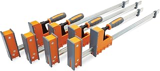 BORA 4-Pack Parallel Wood Clamps for Woodworking: 2x 24" & 2x 31" Heavy Duty Bar Clamps, 1100 lbs Force, Padded Jaws - DIY Clamp Set