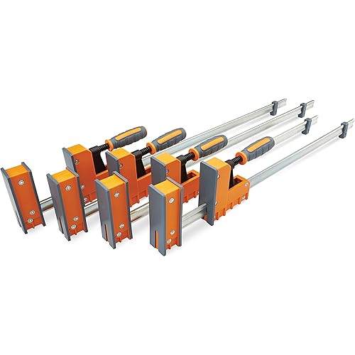 Bora 4 Pack Parallel Clamps for Woodworking - Two 24 Inch and Two 31 Inch Parallel Wood Clamps Heavy Duty Bar Clamp for Wood Working with 1100 Lbs of Clamping Force Each - DIY Bora Clamp Set