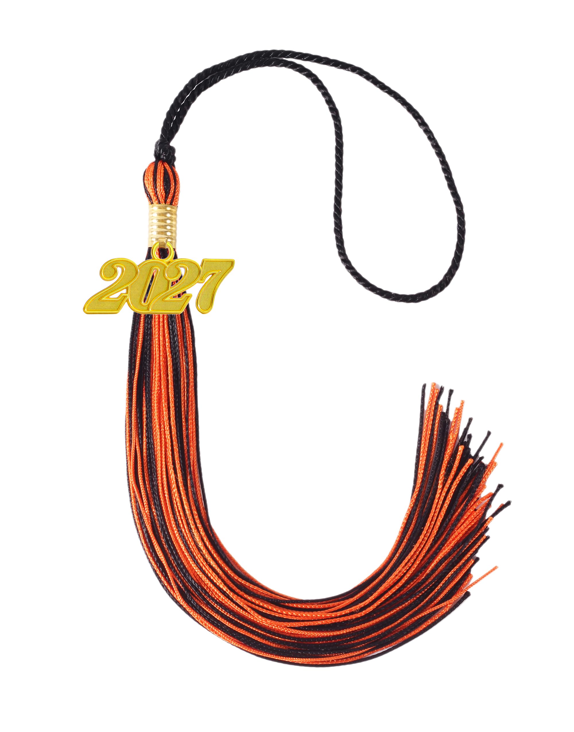 Orange and Black Graduation Tassel 2027 for Grad Cap