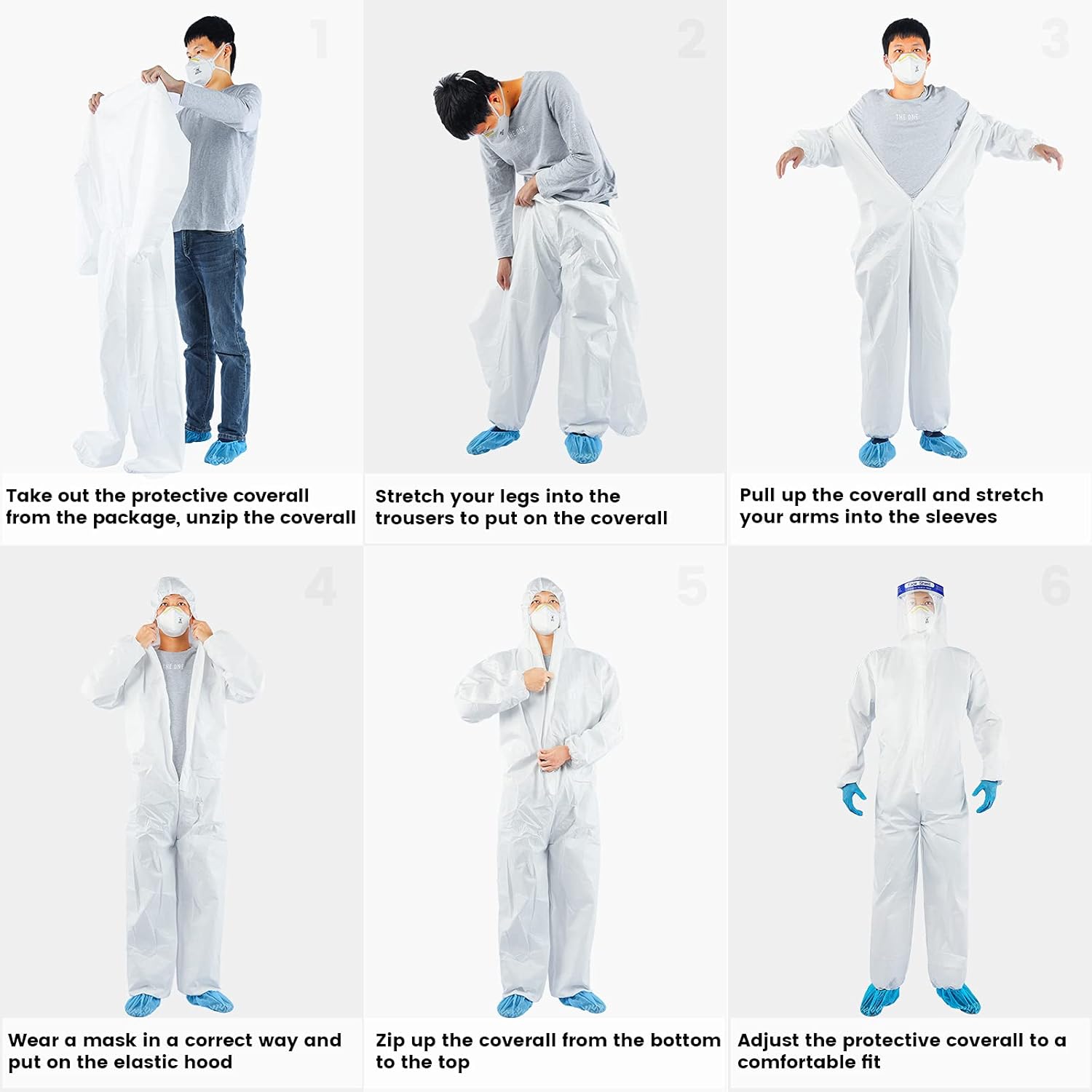 Uр Tо 50% оƒƒ YIBER Disposable Protective Coverall Hazmat Suit, Heavy Duty Painters Coveralls, Made of SF Material, Excellent air permeability and water repellency- 5 PCS/PACK (L, White)