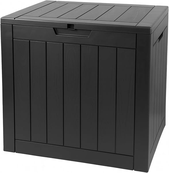 Durabull Indoor/Outdoor 120L Storage Box. Weather-Resistant. Plastic Wood Plank Effect Garden, Balcony, Tool, Toy, Parcel or General Storage Box. Large Capacity. (Anthracite) - 2