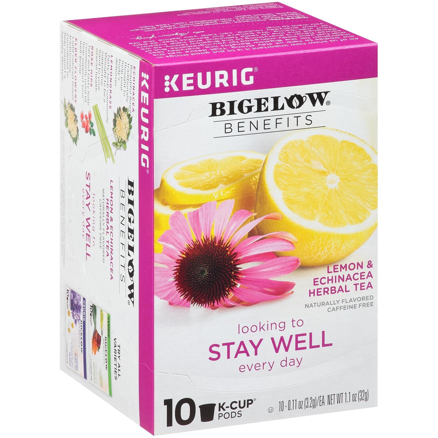 Bigelow Tea Benefits Sleep Chamomile & Lavender Herbal Caffeine Free Tea K-Cup Pods, 10 Count, Pack of 6