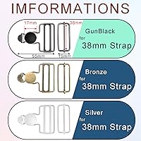 Vista 2 de CooBigo 12 juegos de hebillas de metal surtidas para overoles, clips de cierre de repuesto para overoles de 1-1/2 pulgadas con hebilla deslizante